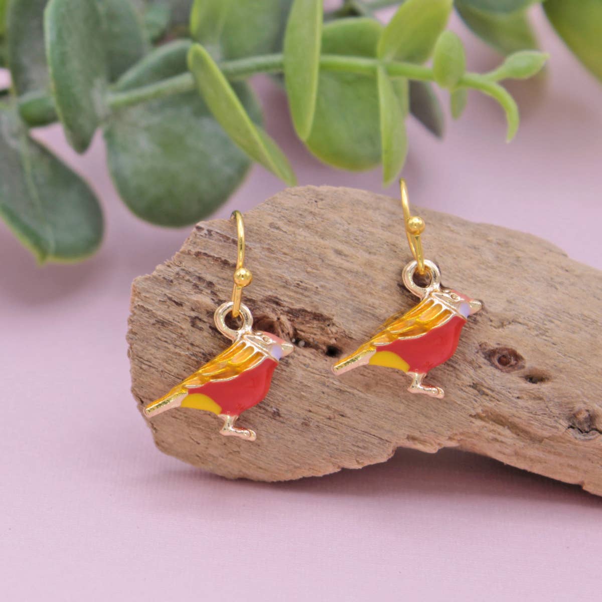 Morning Bird Colorful Gold Sparrow Earrings