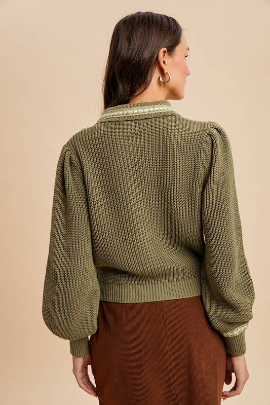 DOLL COLLAR KNITTED CARDIGAN