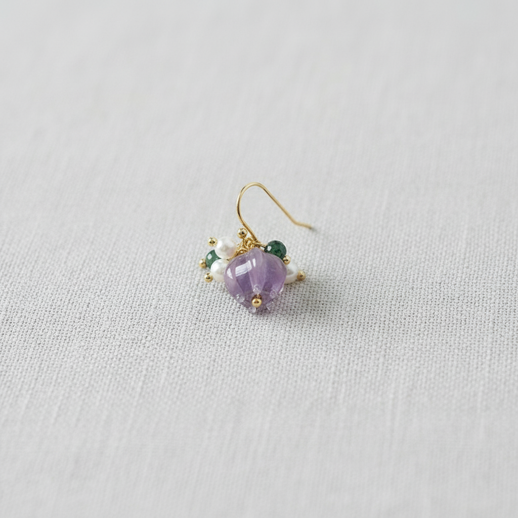 French Glass Flower Stud Earrings