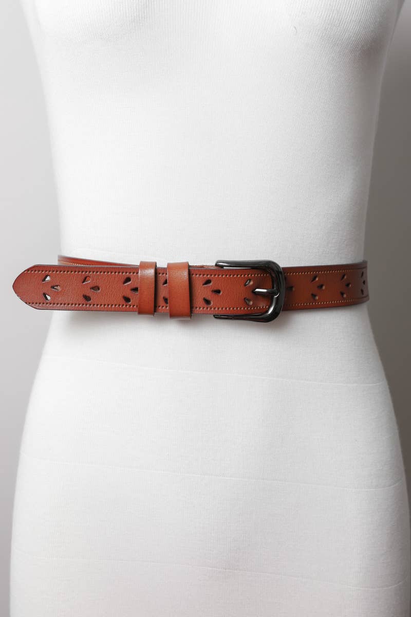 Leather Belt with Petal Design