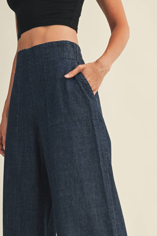 BACK BANDING DENIM PANTS