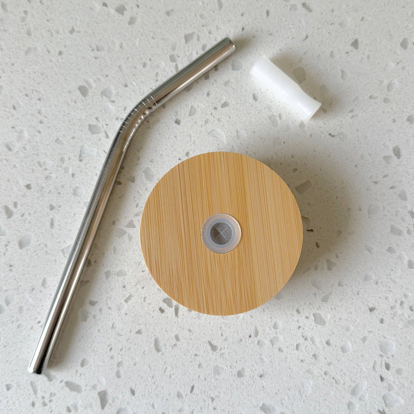 Bamboo Lids with Straw for Glass Beermug Cups