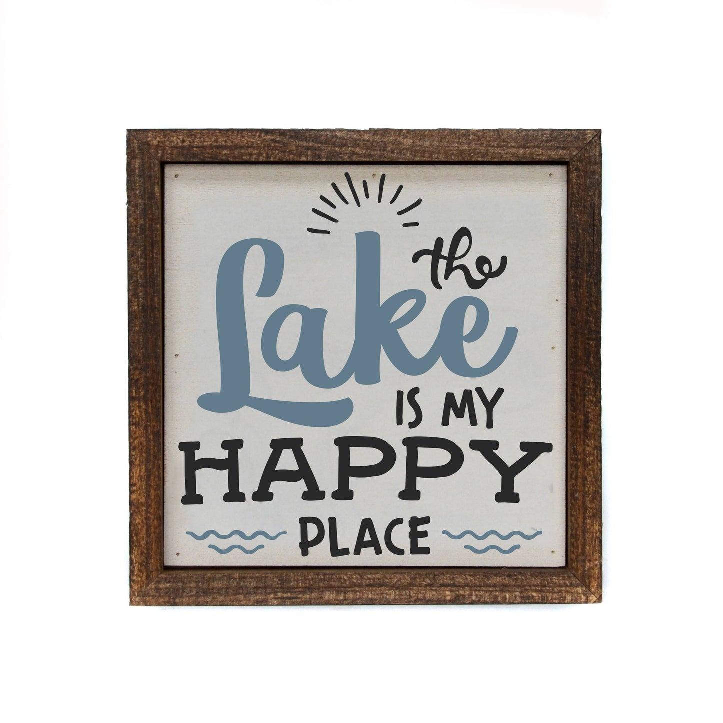 6x6 The Lake Is My Happy Place Wood Box Sign
