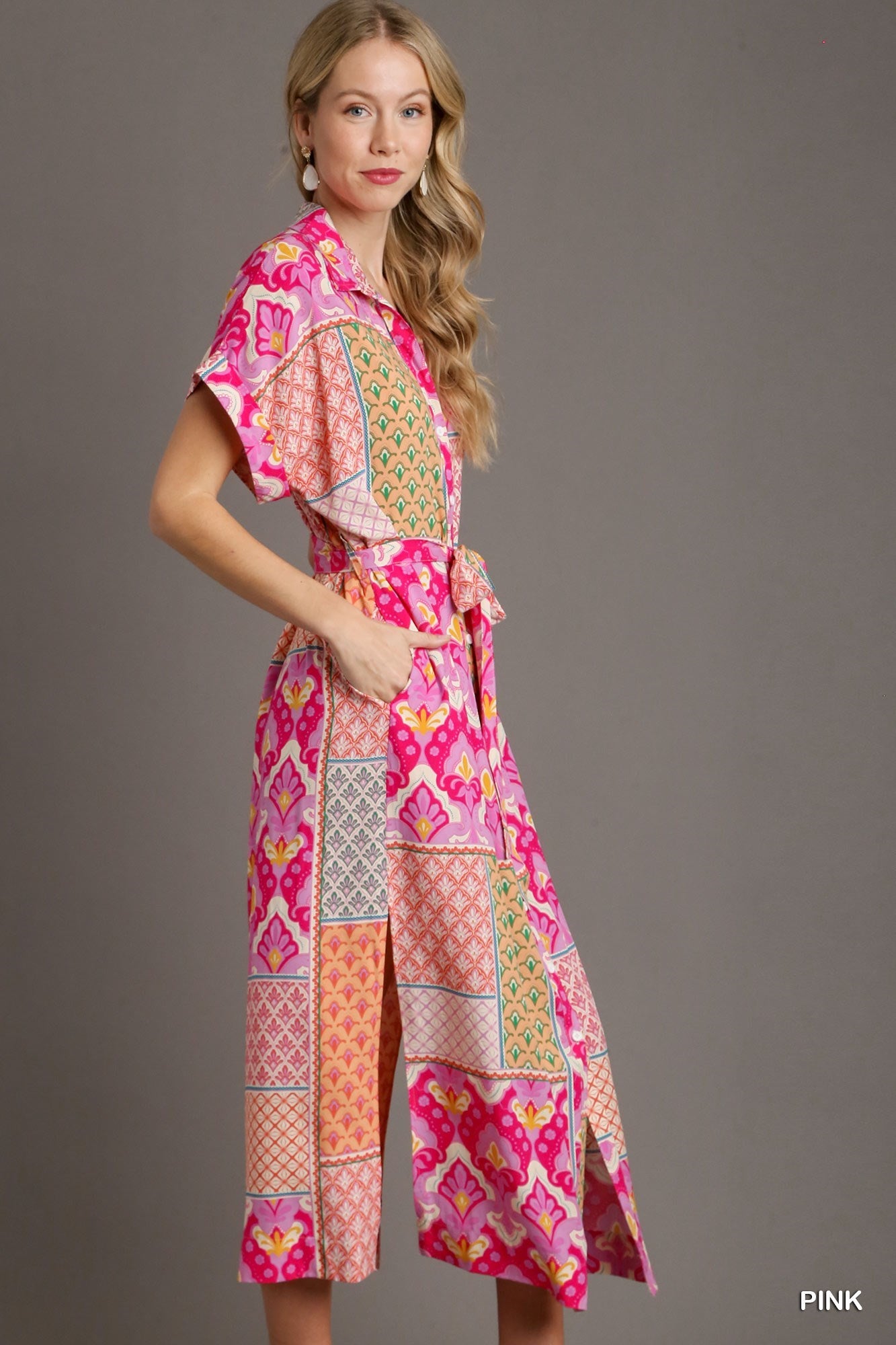 Mixed Print Shirt Dress