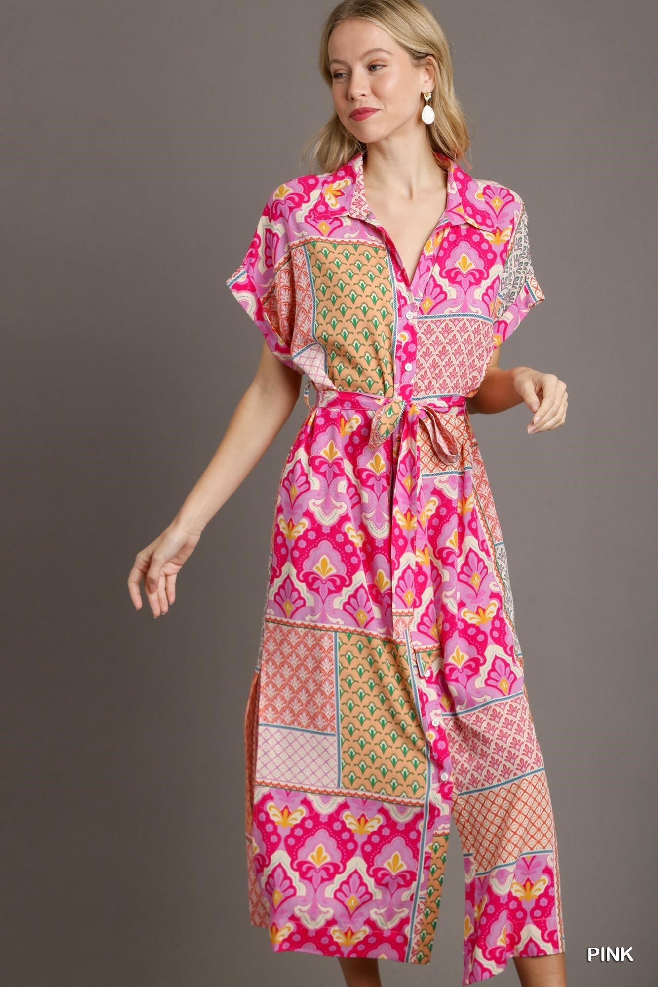 Mixed Print Shirt Dress