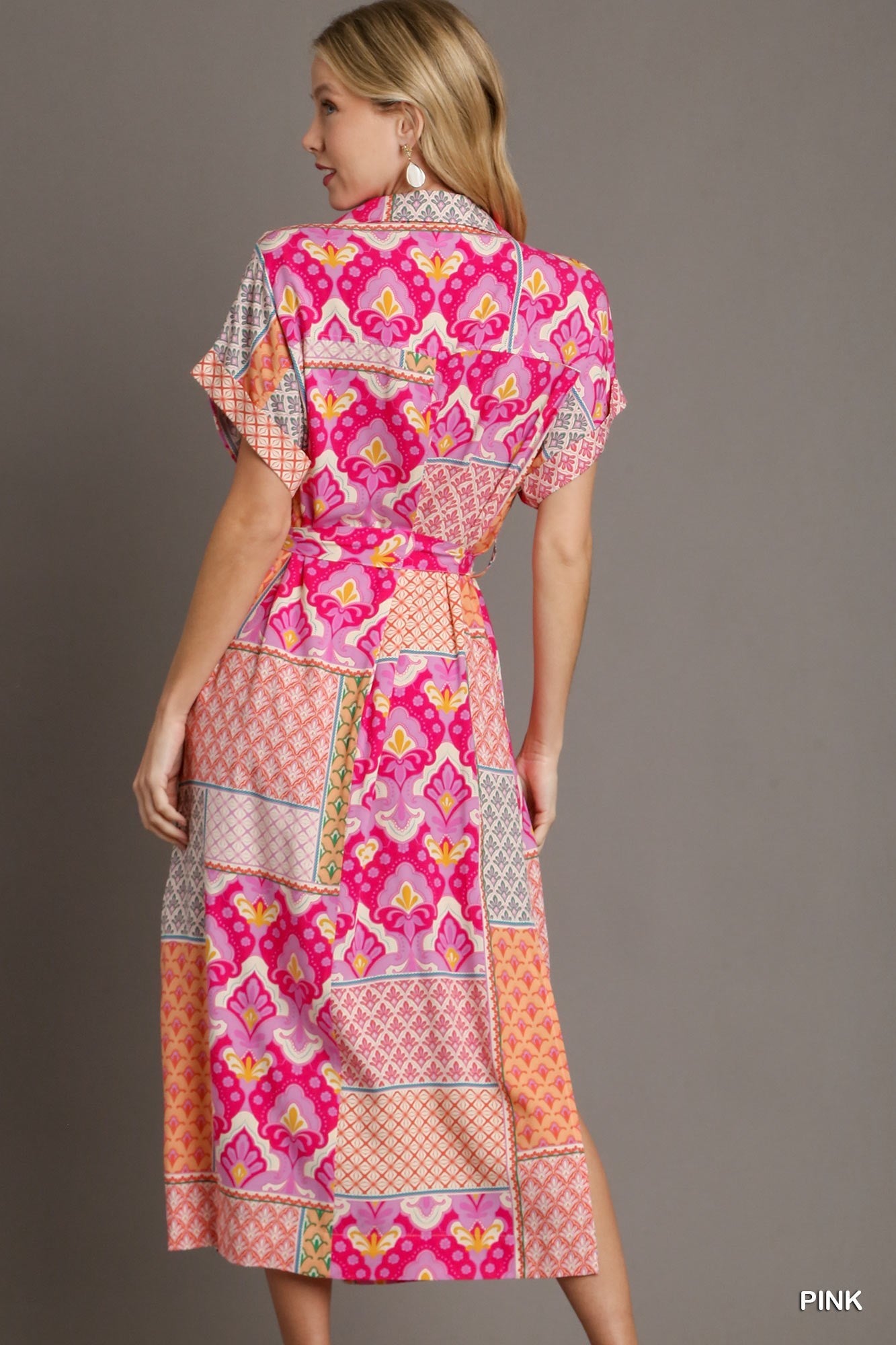 Mixed Print Shirt Dress