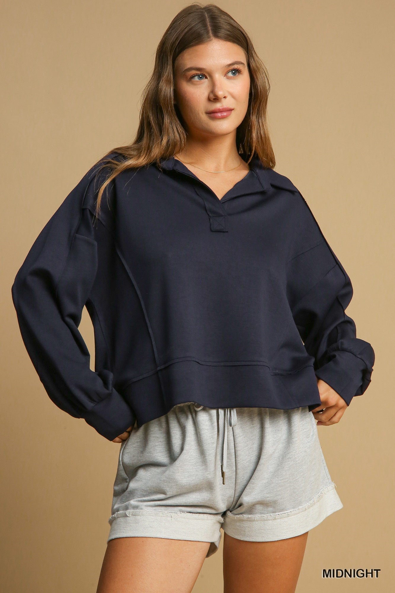 Luxe Knit Split Neck Pullover Top