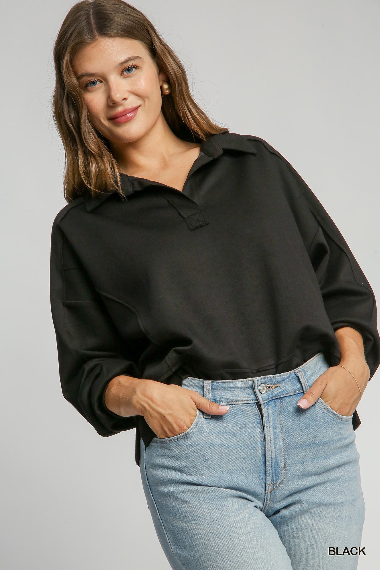 Luxe Knit Split Neck Pullover Top