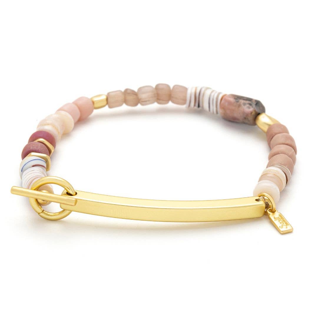 Hidden Message Bracelet - Boss B♥tch/Rose Quartz/Silver