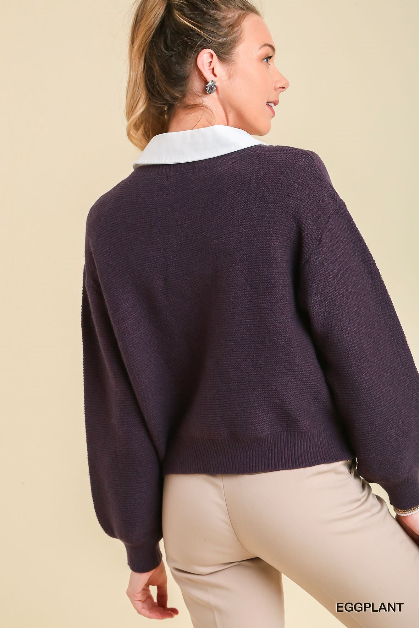 Cable Knit Balloon Sleeve Sweater