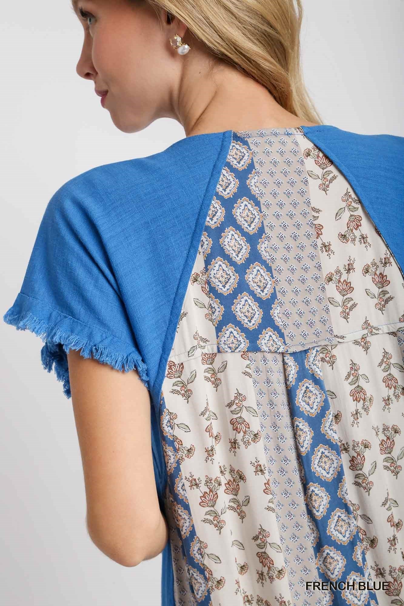 Linen Blend w/back Detail Shift Dress