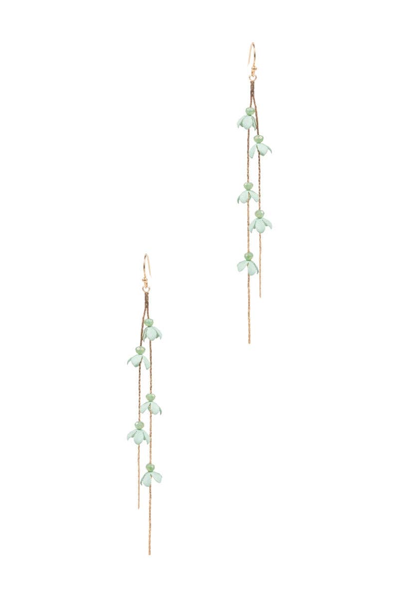 Colored Flower Linear Hook Earrings