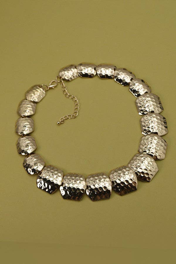 HAMMERED GOLD STATEMENT NECKLACE