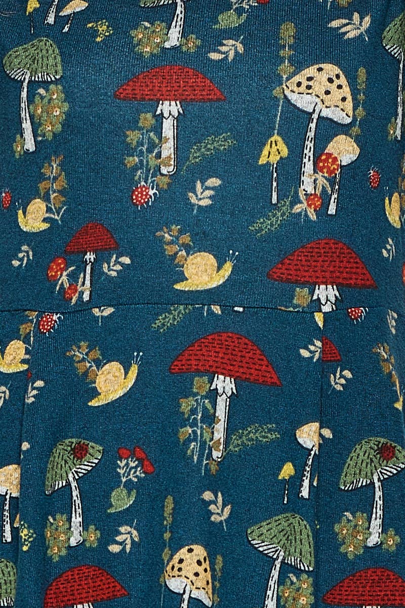 Mushroom and Floral Print Dress