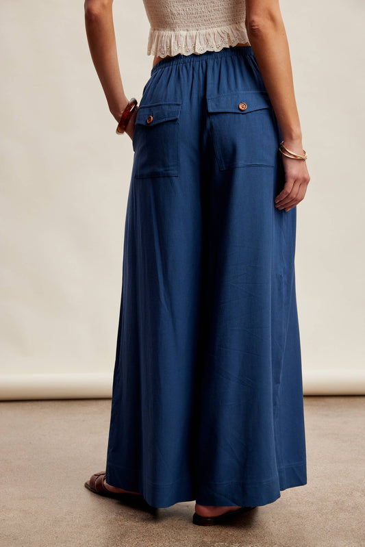Pleated Waist Wide Leg Pants
