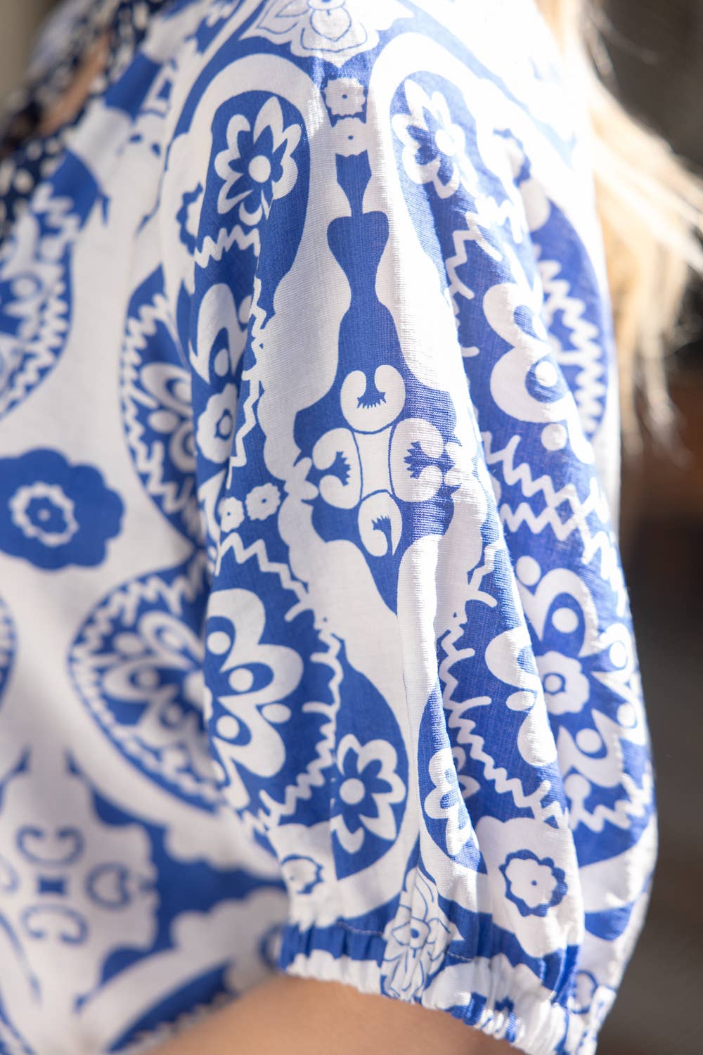Floral Printed Smocked Collar Top