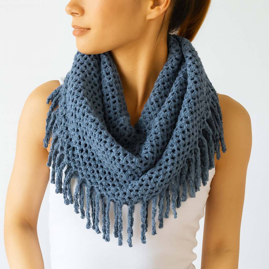 Tube-Style Scarf with Fringe