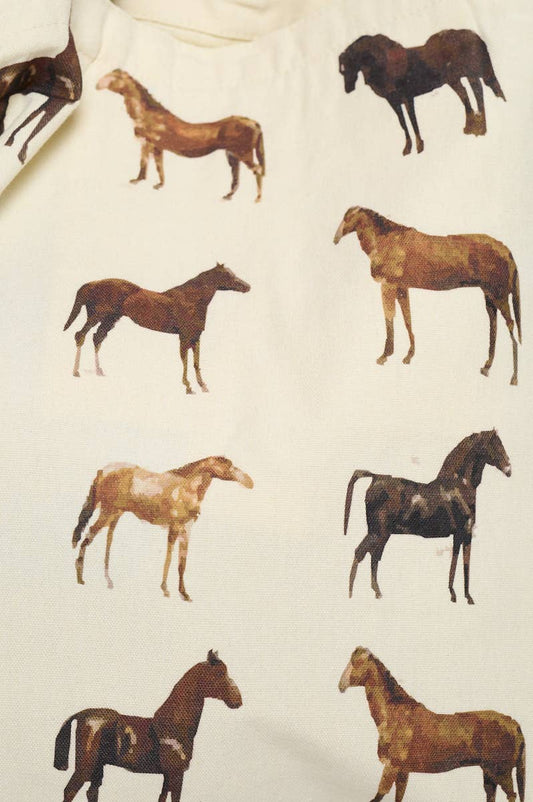 HORSE PRINT TOTE BAG WITH POCKETS
