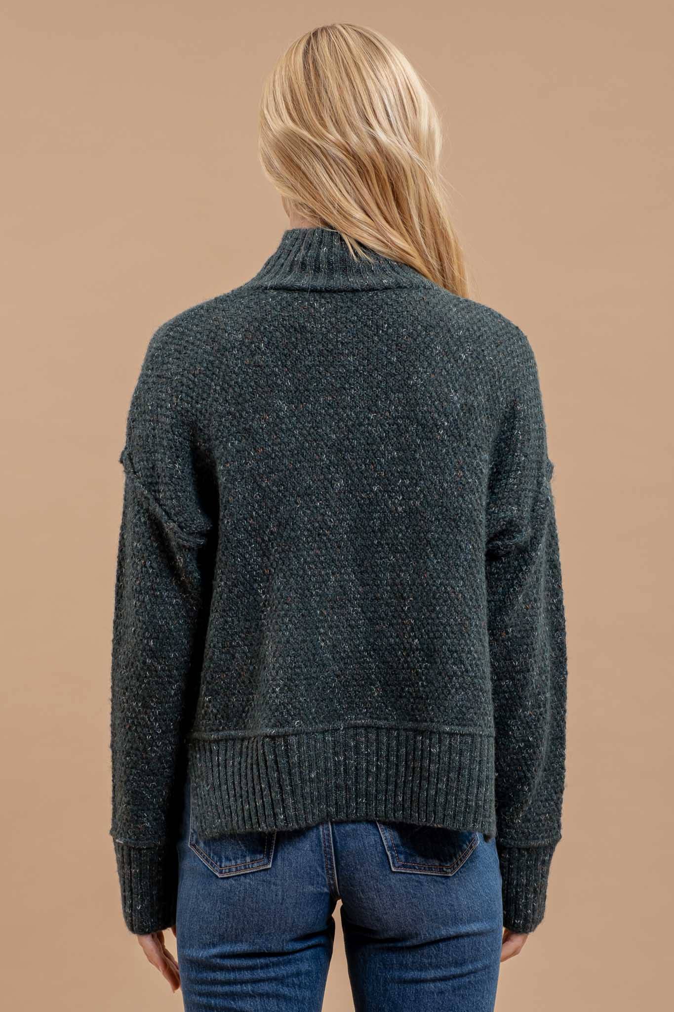 WOOL BLEND MOCK NECK LONG SLEEVE SWEATER