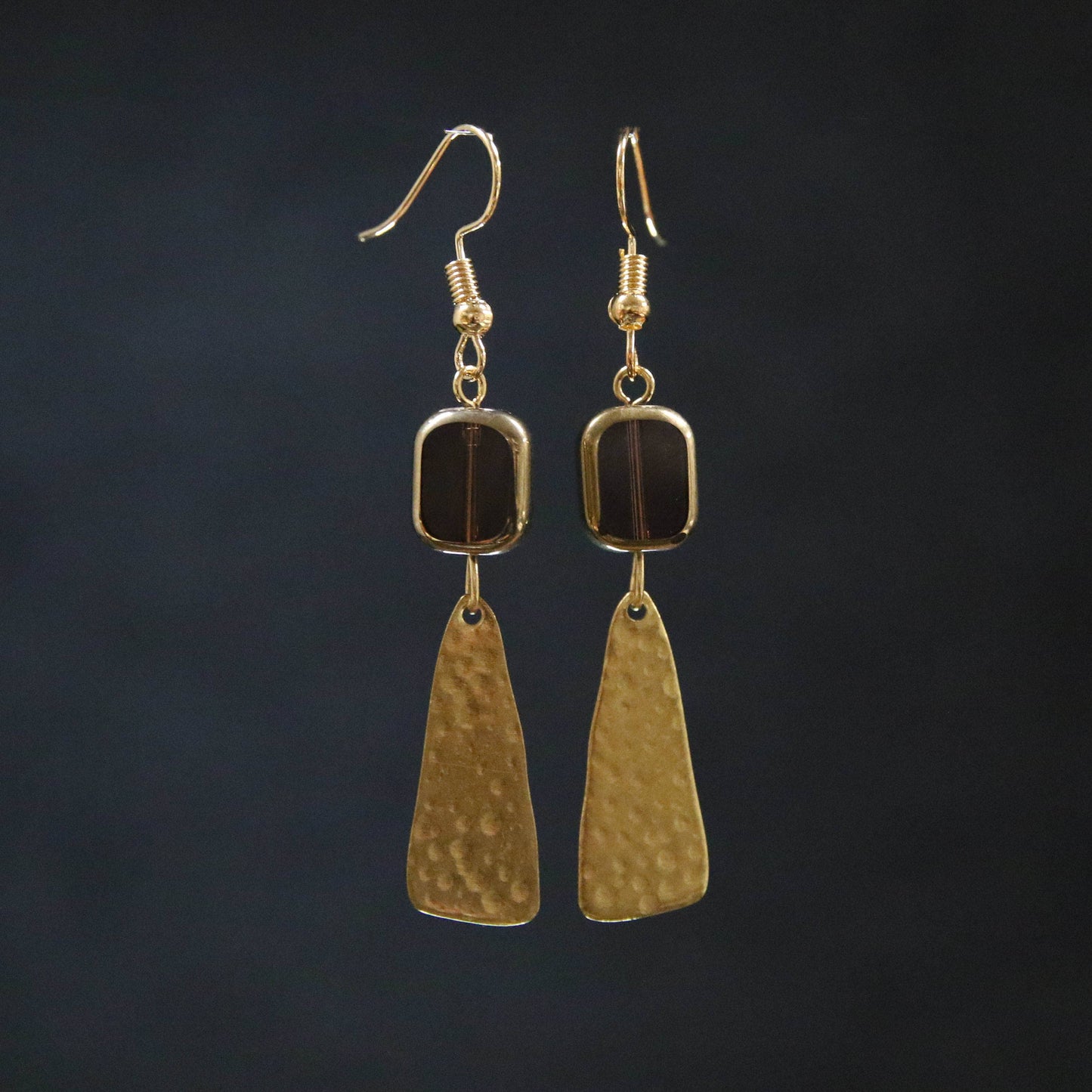 Green Glass Stone Abstract Drop Earrings