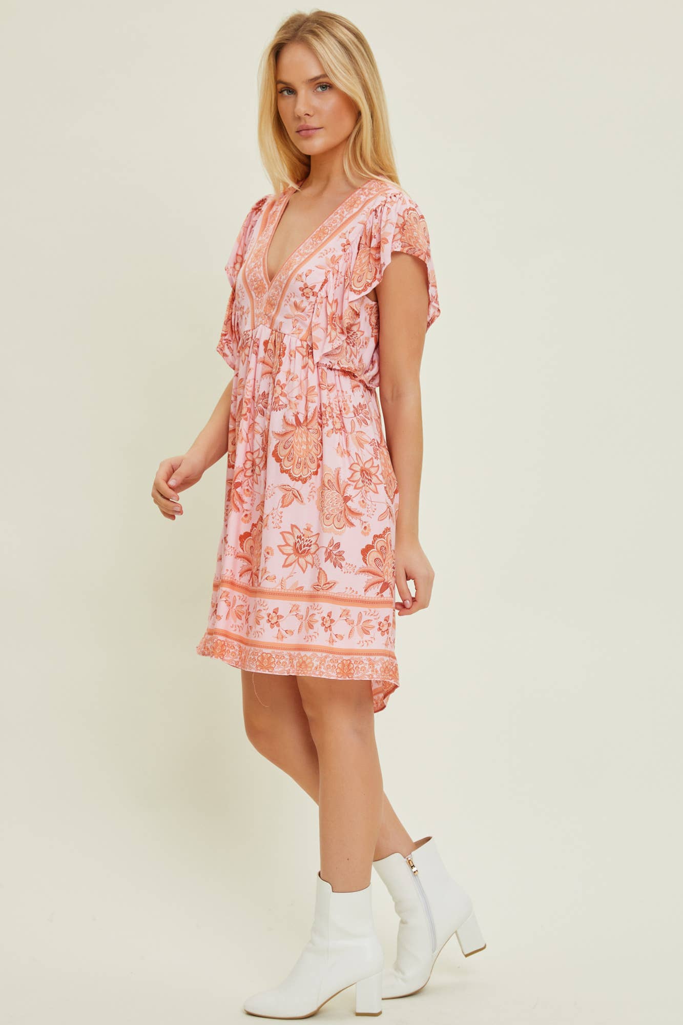 RUFFLE SLEEVE DRESS