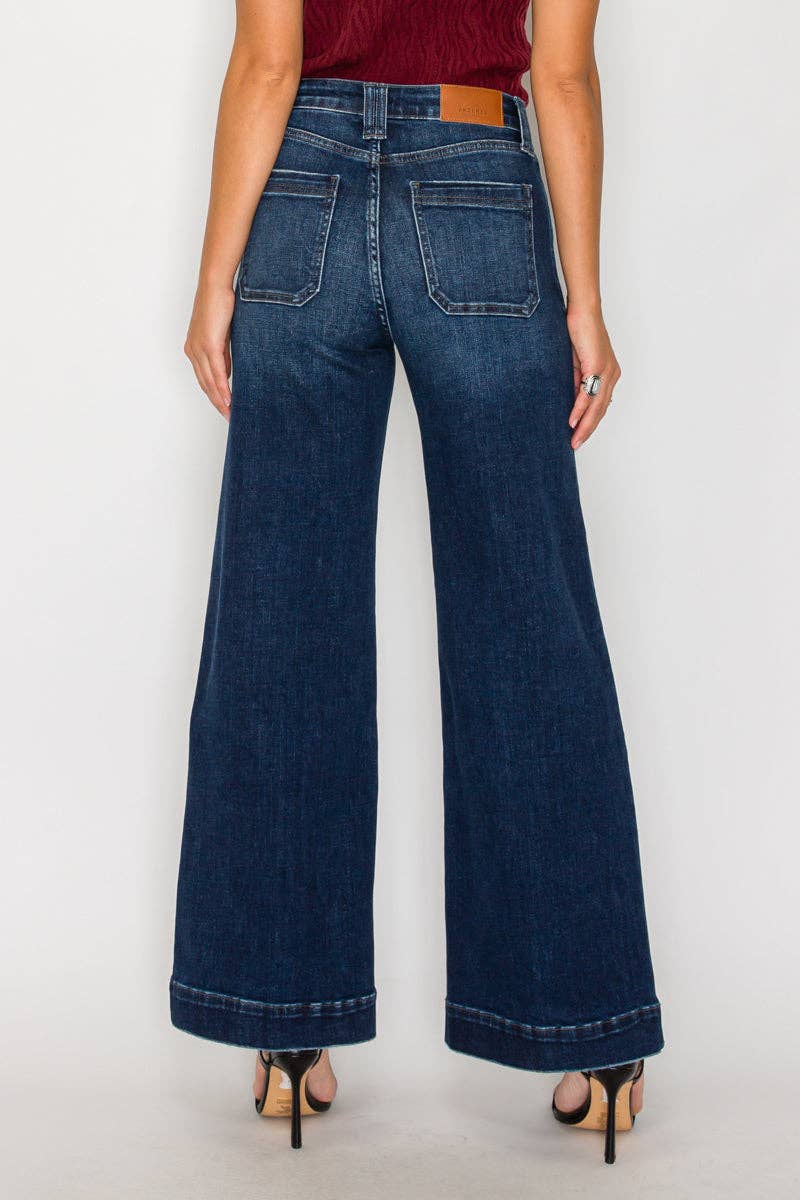 TUMMY CONTROL HIGH RISE A LINE WIDE LEG JEANS