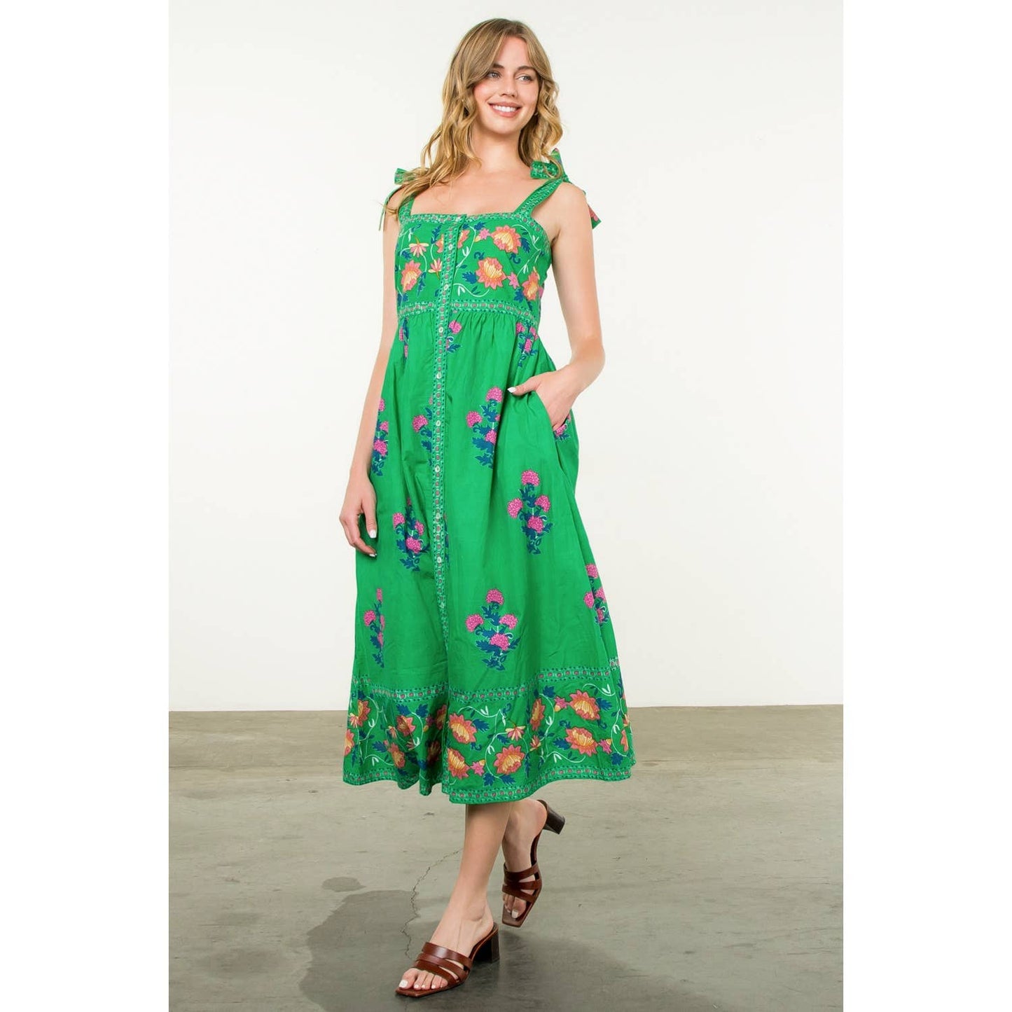 Tie Strap Flower Print Dress