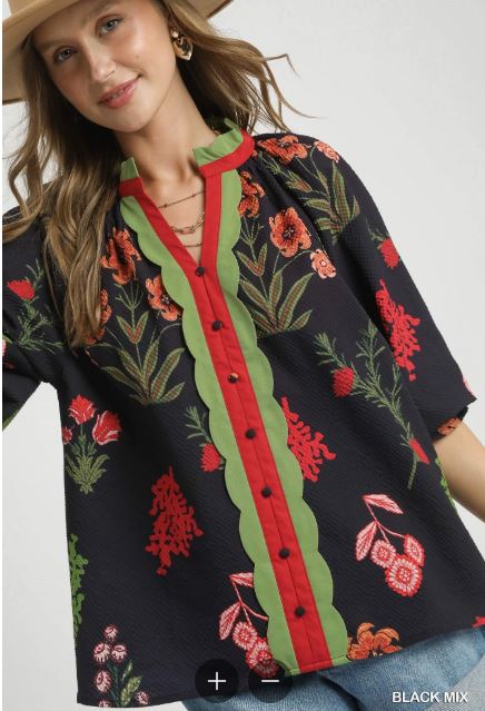 Textured Mixed Floral Blouse