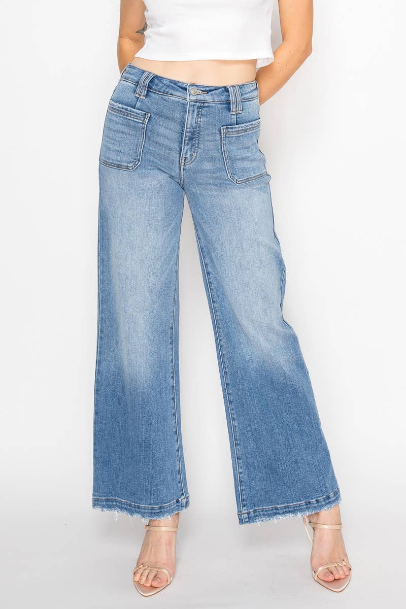 ECO FRIENDLY FABRIC HIGH RISE SLIM PALAZZO JEANS