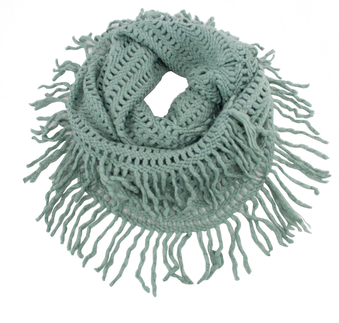 Knit Tassel Infinity Loop Scarf