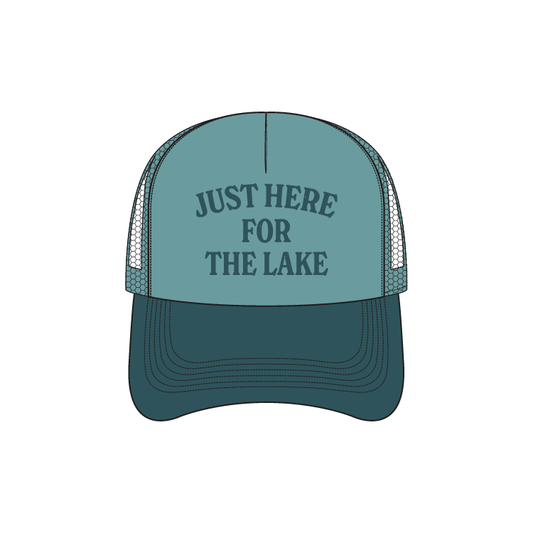 Just Here For The Lake Foam Trucker - Teal/Blue