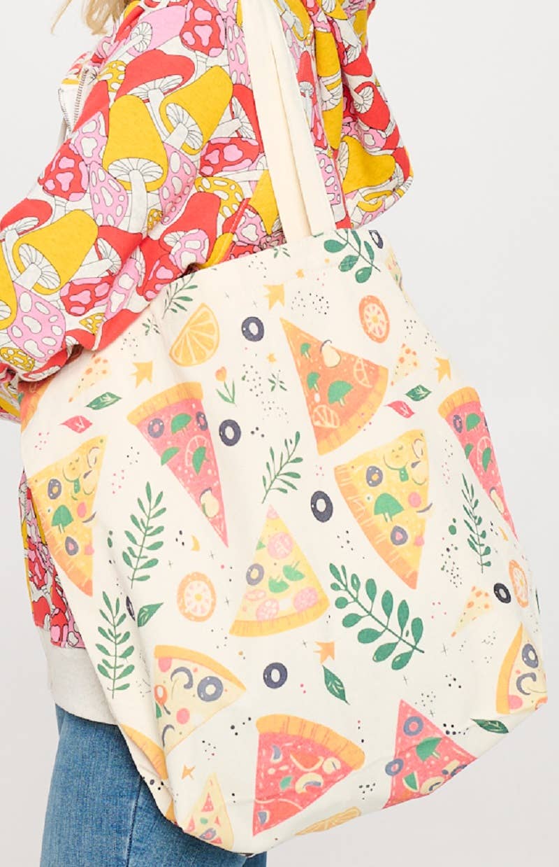 PIZZA ALL OVER PRINT TOTE BAGS