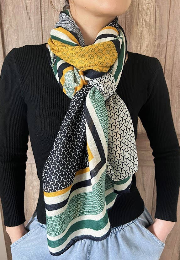 Geometric Pattern Wrap Scarf