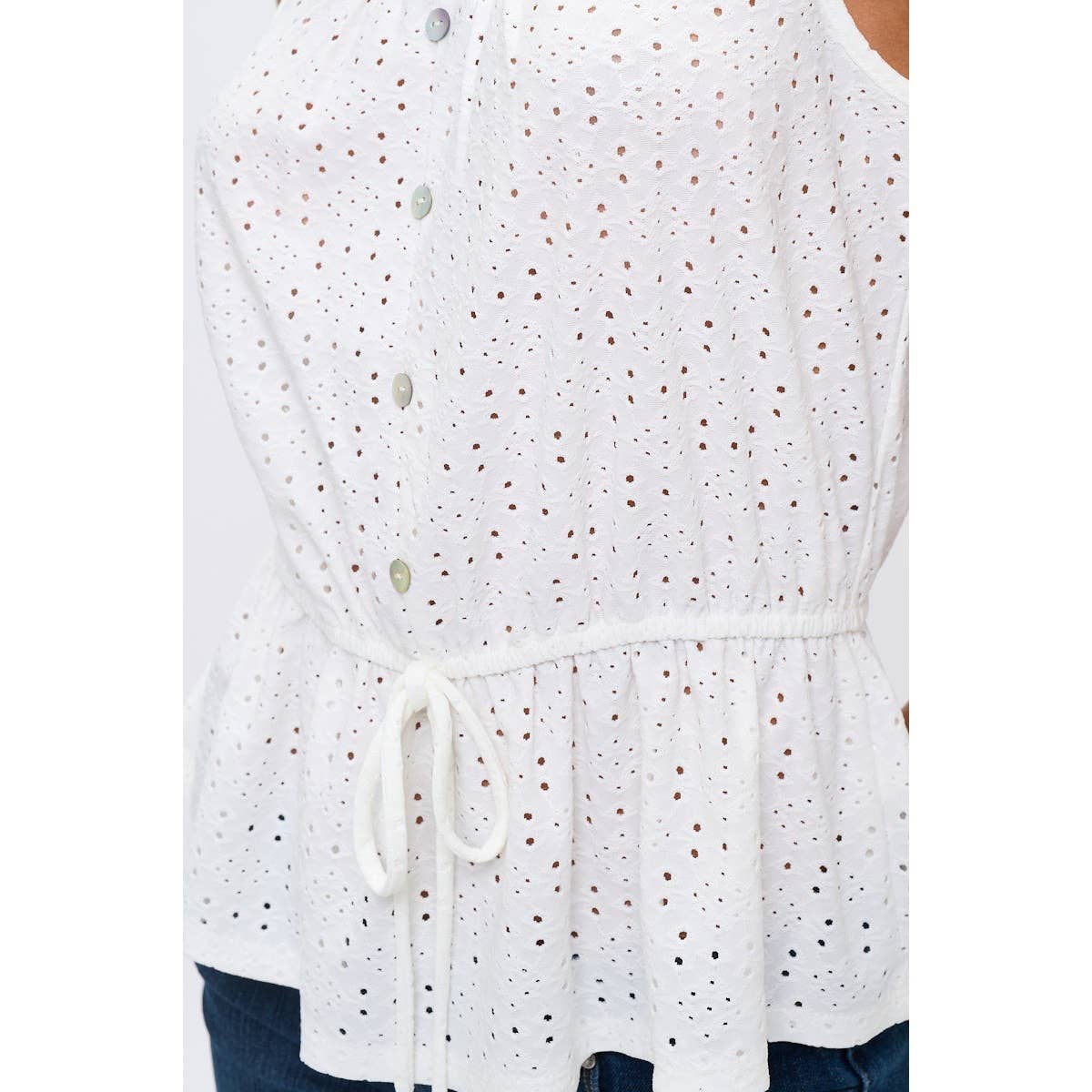 EYELET WAIST TIE PEPLUM