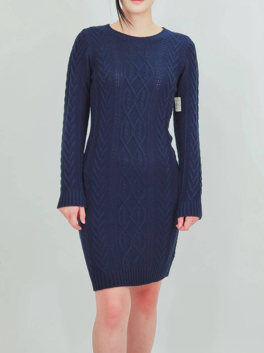 Cable Knit Long Sleeve Sweater Dress