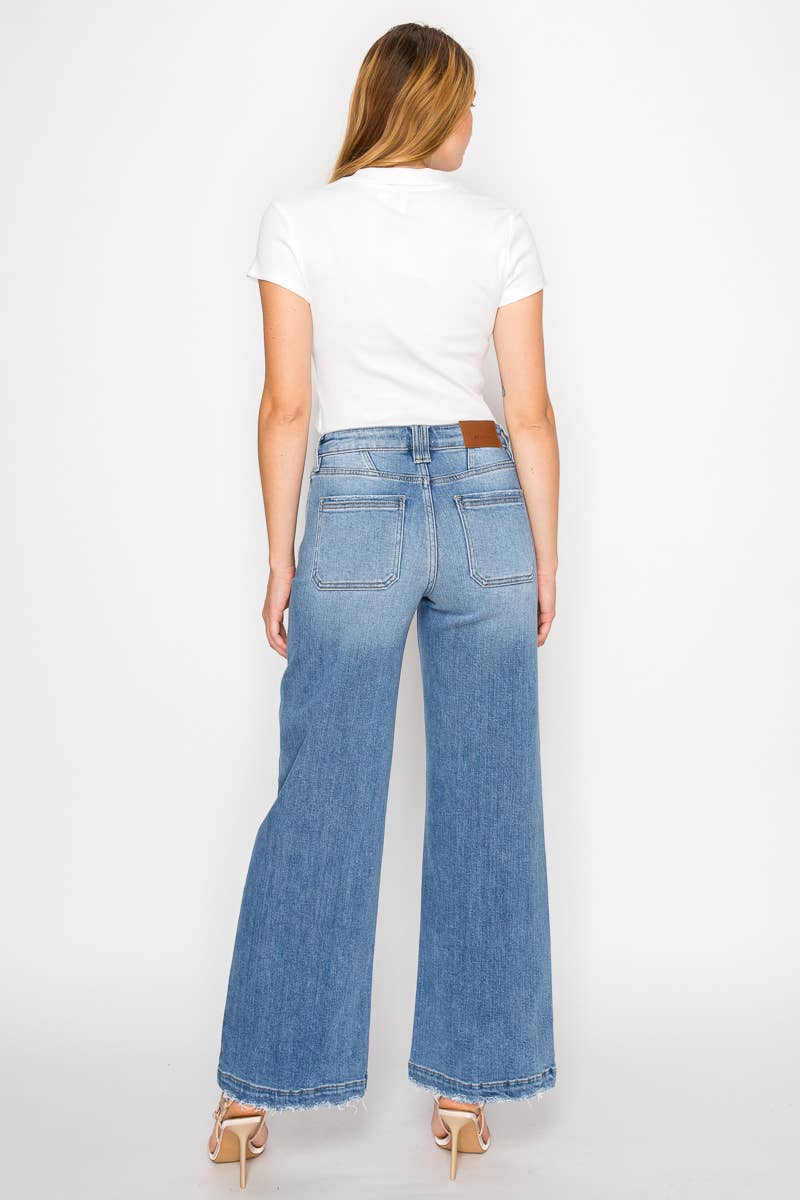 ECO FRIENDLY FABRIC HIGH RISE SLIM PALAZZO JEANS