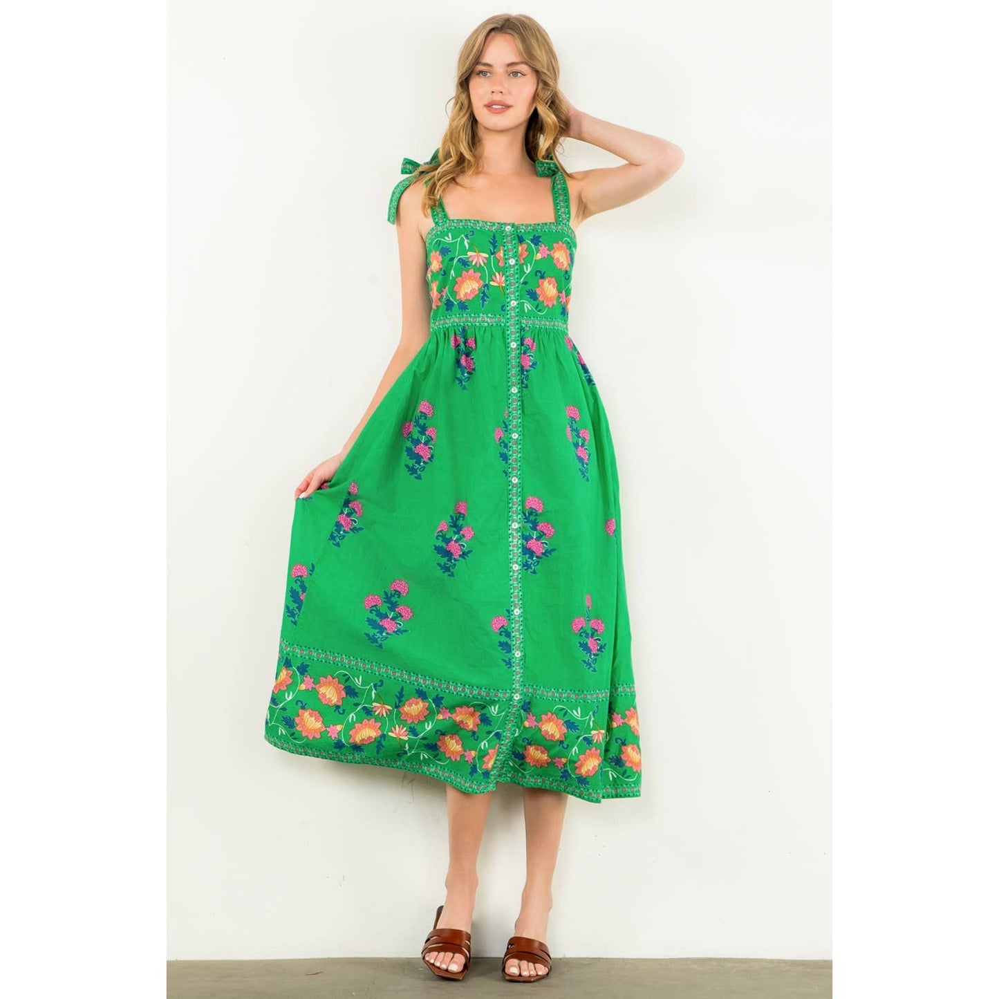 Tie Strap Flower Print Dress
