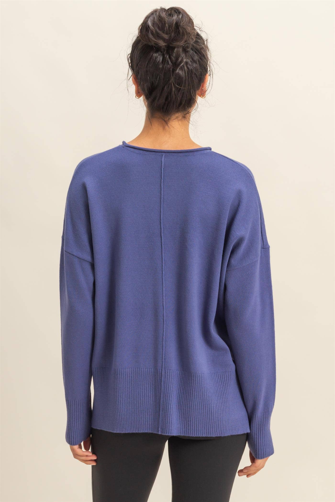 Round Roll Neck Drop Shoulder Sweater