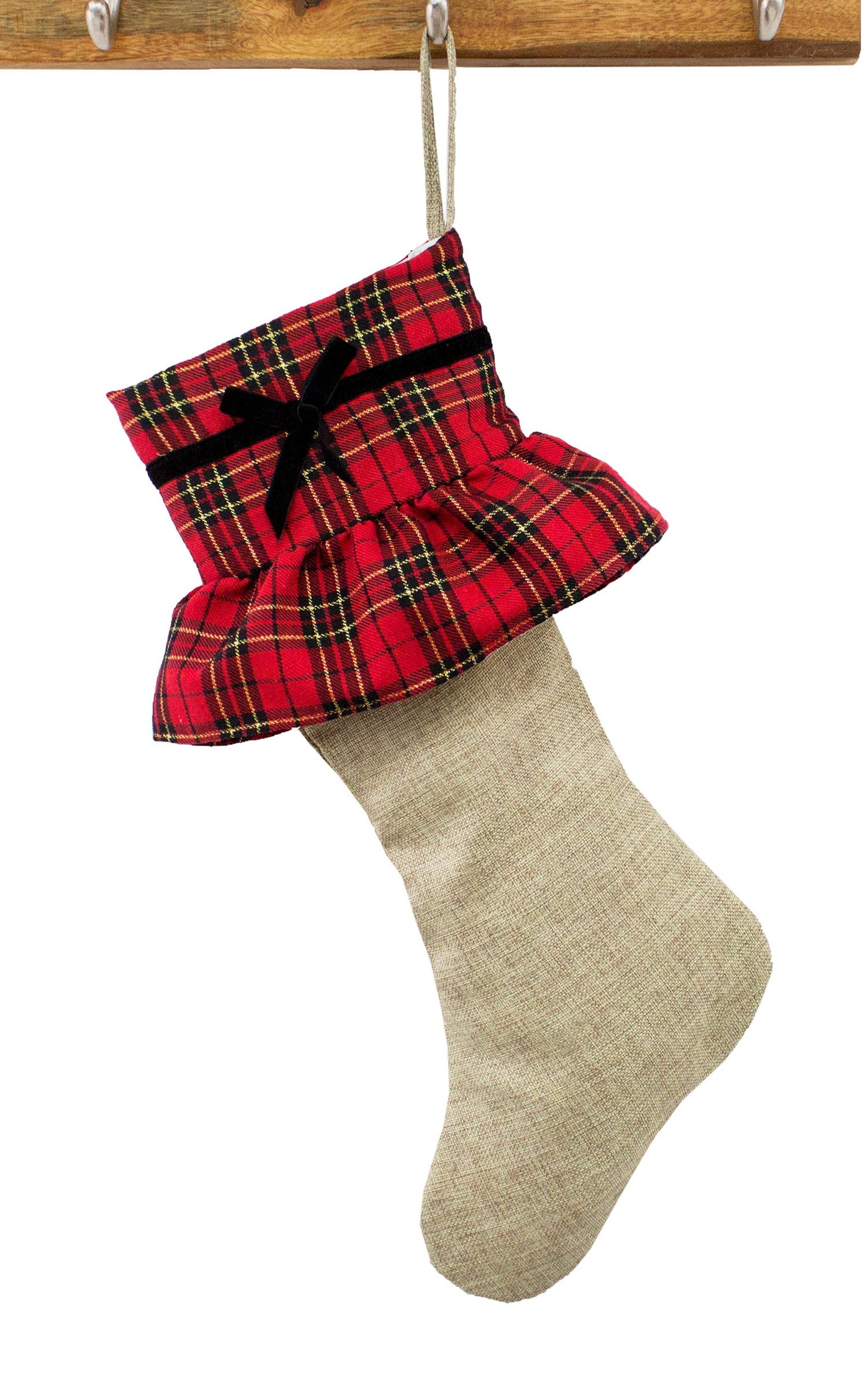 Tartan Plaid Ruffle Cuff Holiday Stocking