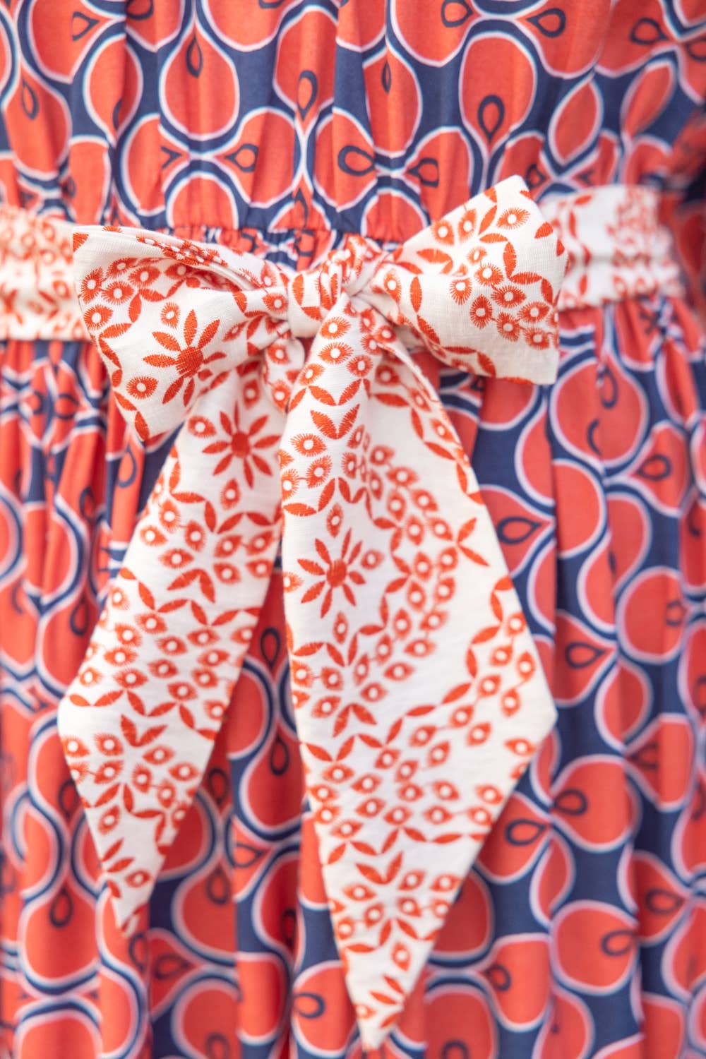 Mixed Print Waist Tie Dress