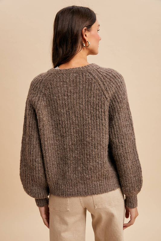 RAGLAN SLEEVE KNITTED CARDIGAN