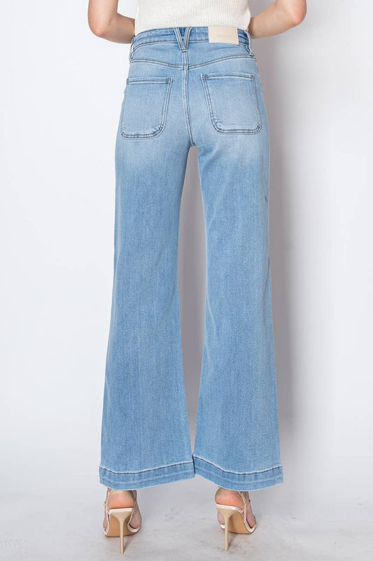 High Rise Front Pocket Flare Jeans