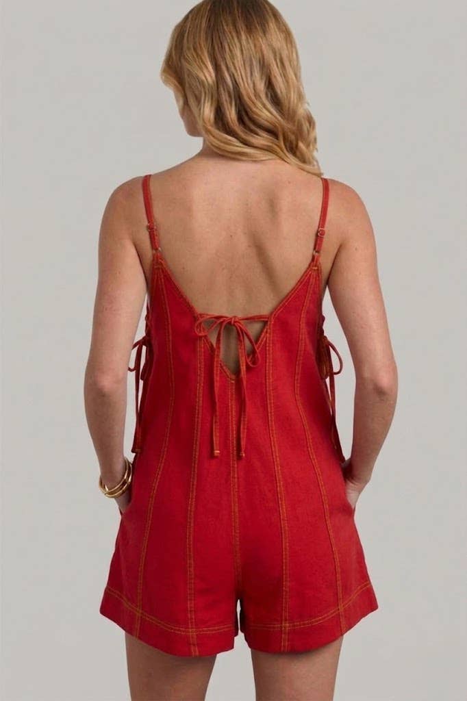 GAME DAY TWILL COLOR DENIM CASUAL SUMMER CHEER UP ROMPER