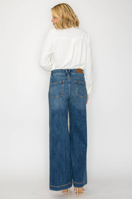 Relaxed High Rise Palazzo Jeans