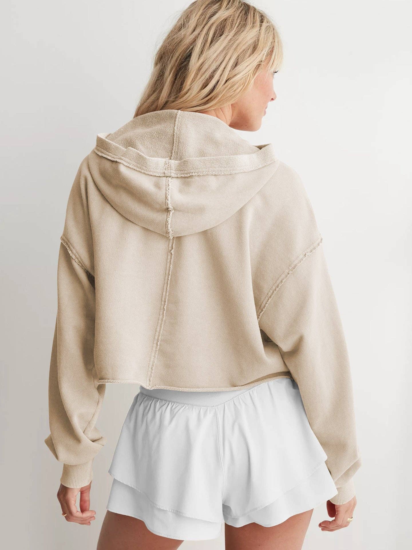 Oversized Hooded V Neck Sweatshirt Pullover Top