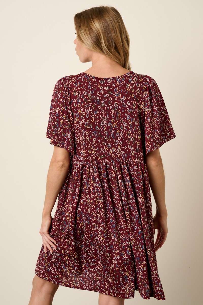 ANIMAL PRINT BABYDOLL MINI DRESS