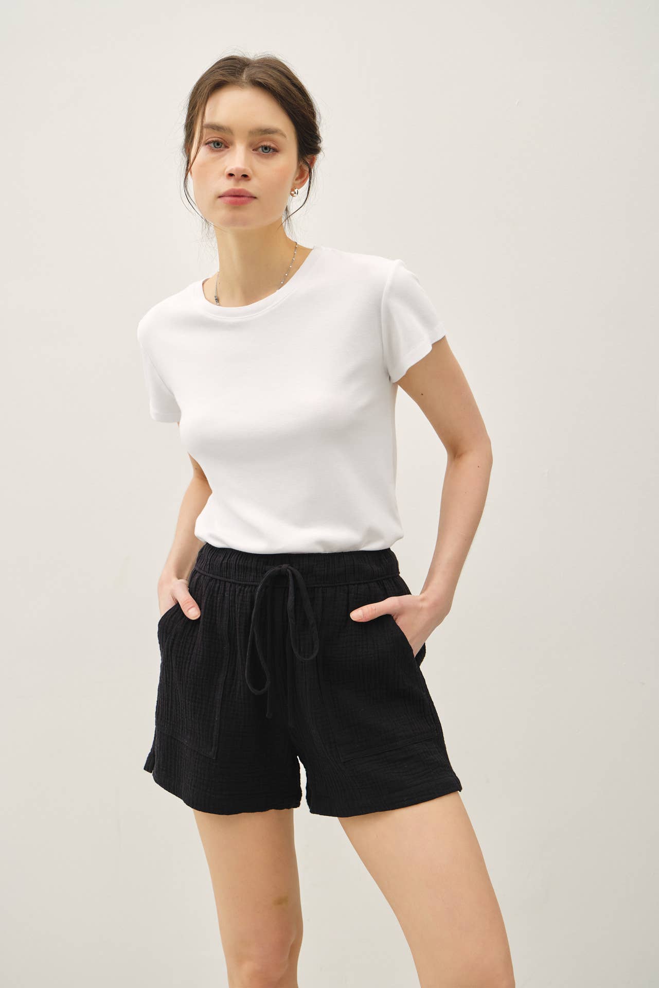 CLASSIC CUT COTTON GAUZE SHORTS