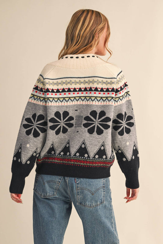 MULTI-COLOR SHAWL COLLAR SWEATER CARDIGAN