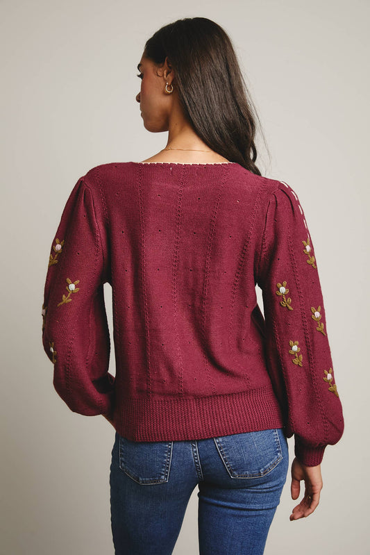 Embroidered Blossom Knit Sweater