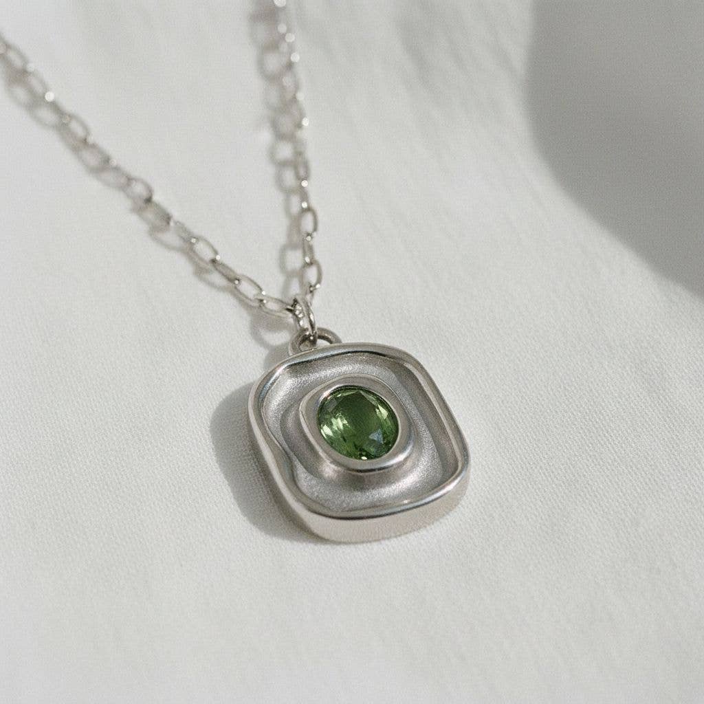 Green Zirconia Pendant Necklace